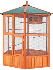 140x140x160cm Bird Cage Aviary Wooden Coop Animal Enclosure Parrot Budgie House XL Size