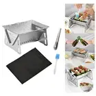 Charcoal Barbecue Grill Tabletop Fire Pit Mini BBQ Tongs Wood Burning Grill