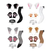 Fox Ears Tail Gloves Collar Set Dress up for Role Play Birthday Party Favors
