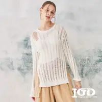 在飛比找momo購物網優惠-【IGD 英格麗】網路獨賣款-長版洞洞針織上衣(白色)