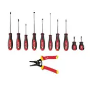 Milwaukee Screwdriver Set Magnetic Tips W/ Wire Stripper/Cutter Red 11-Piece