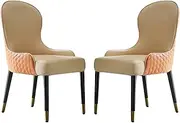 Accent Chair Micro Fiber Leather Dining Chair, Kitchen Chairs Set of 2, Modern Design Side Chair, Soft Padded Seat Beech with Wooden Legs Reading Seating