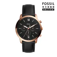 在飛比找Yahoo奇摩購物中心優惠-FOSSIL Neutra 新雅仕計時男錶 黑色真皮皮革錶帶