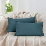 S VICTORY SYMBOL 100% Organic Linen Pillow Cover 12x20 Inches Set of 2,Rectangle Pillow Cover Cushion Covers Pillowcase, Home Decor Decorations for Sofa Couch Bed Chair,Envelope Closure-Sea Blue