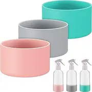 Honeydak 3 Pieces Silicone Sleeve Bottom Base Accessories for 16 oz Spray Bottles Anti Slip Cosmetic Spray Bottom Cover Washable Rubber Bottom Base for 12 to 24 oz Water Bottles (Pink, Blue, Grey)