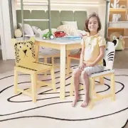 5 Piece Kiddy Table and Chair Set , Kids Wood Table with 4 Chairs Set