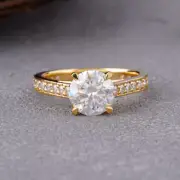 3Ct Round Solitaire Moissanite 925 Sterling Silver Engagement Ring Wedding Ring