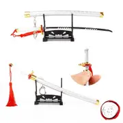Demon Slayer Rengoku Silver Sword Keychain Mini Nichirin Katana Keyring Fidget Toy 22cm