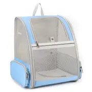 Blue Foldable Pet Carrier Backpack Breathable Mesh Travel Bag For Cats & Small Dogs Pet Transport