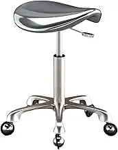 Saddle Chair,Mirror Saddle Stool,Swivel Salon Cutting Stool with Silent Wheels,Ergonomic Rolling Stool,for Home Bathroom Office Salon Shop