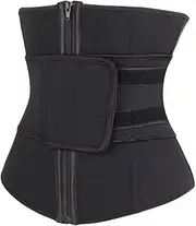 [FOMIYES] Rubber Corset Waist Slimming Belt for Women Zipper Sports Waist Belt Black Tummy Control with Nine Boning for Enhanced Support and Fat Burning