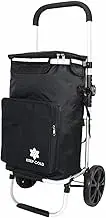 Foldable Shopping Trolley Aluminium Grocery Foldable Shopping Cart Luggage with Wheels Light Frame (Black)