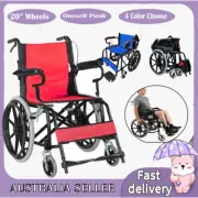 20" Fold Wheelchair Park Brakes Lightweight Soft Mobility Aid Max Load 120kg