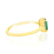 Created Emerald and Diamond Ring in 9ct Yellow Gold, N