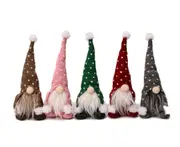 C289 5PCS Christmas Forester White Beard Faceless Doll Christmas Nordic Forester Knitted Hat Sitting Doll Decoration
