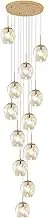 10/12/15/18-lights Large Chandelier,Mid Century Stair Pendant Lights Adjustable Height,Stainless Steel Base,E27 Bulb,Gold Raindrop Ceiling Light for Villa,Staircase,High Ceiling(12 ligths, Amber)
