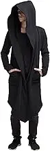 Men's Dark Solid Color Long Cardigan Cloak Hooded Sweater Coat Jacket Sweatshirts for Men Hoodie