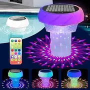 Pool Chlorine Floater with Solar Colorful Light, Adjustable Pool Chlorine Dispenser for 1" & 3", Solar Floating Dispenser for Hot Tub Spa, Solar Pool-Lights for Above Ground Pools