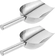 CONGARTENO 2pcs Stainless Steel Ice Bucket Scoops Flour Scooper Coffee Bean Scoop Multi-Functional Kitchen Tools for Flour Grain Ice Cubes and Popcorn