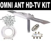 OMNI HD-9009 360^ HD TV DIGITAL AMPLIFIED ANTENNA KIT OUTDOOR UHF VHF + CABLE