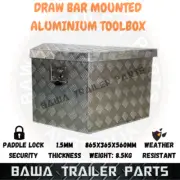 Aluminium Triangular Front Trailer UTE Draw Bar Tool Box Mount Gas Strut ToolBox