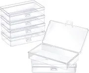 [ZORRITA] 6 Pack Small Plastic Containers with Hinged Lids, Rectangle Clear Storage Boxes for Beads, Jewelry, Game Pieces, Crafts Items and Office Supplies (5.2 x 3.03 x 1.18 Inch)