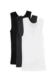 [Bonds] Bonds Boys Chesty 3 Pack Top in Black/Grey/White, Cotton 3 Black/Grey/White