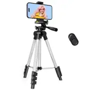 Phone Tripod, Lusweimi 44-inch iPhone Tripod with Phone Holder Mount/Wireless...