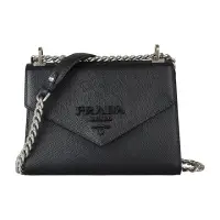 在飛比找momo購物網優惠-【PRADA 普拉達】PRADA Saffiano黑LOGO