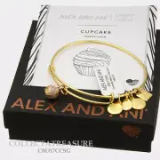 Authentic Alex and Ani Cupcake ii Yellow Gold Charm Bangle-CBD