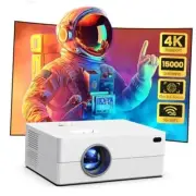 [Electric Focus] Mini Projector with WiFi and Bluetooth, Portable 4K White