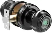 Fingerprint Lock for Tuya Bluetooth Round Knob Smart Lock Lossless Install Electronic Digital Biometric Smart Home Slimline Design(Black) Aqiong