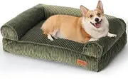 [FUKUMARU] Cute Dog Bed, Fluffy Dog Bed with TPU Layer Keeping Lining Dry, Dog Couch Medium Size Dog Easy to Care, Warm Cat Bed with Removable Zipper Cover, 36inch, Large, Green