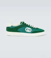 [Gucci] Gucci Interlocking G suede and canvas sneakers AU 10 green
