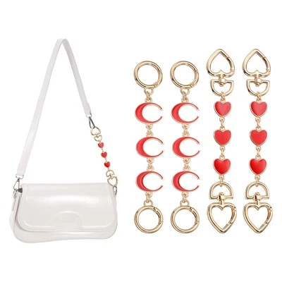 Bag Extender Chain, 4 Pcs Purse Strap Heart Moon Shape Chain, Red