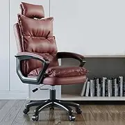 Office Chair Executive Computer Desk and Chair PU Leather Adjustable Height Modern Executive Swivel Sofa Work Chair Ergonomic Waist Support Design,Red,B