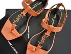 ️ SAINT LAURENT Paris CASSANDRA TOE-RING YSL Flat Sandals EUR-36.5 US-6.5