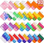 Pop Fidget Keychain It Mini Fidget Toys Bulk 30 Pack Party Favors for Kids 4-8,8-12 Year Boys Girls Push Pops Bulk Toys Its Small Prizes for Kids Classroom Party Favors Bubble Poppers Figetsss
