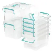 7 Pack Small Storage Bins Plastic Storage Container Stackable Box with Lids,w...