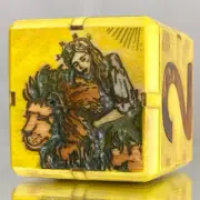 TAROT／STRENGTH - Backgammon Doubling Cube - 36mm. Handmade. One of a kind.
