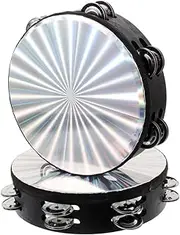 GARVALON 2pcs Boys and Girls Hand Drum Percussion Double Row Jingles Tambourine Musical Instruments for Boys and Girls Adults for Dance Performance Parties
