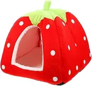 Hohopeti Guinea Pig Bed Tent Washable Hideout for Hamsters Ferrets and Chinchillas Decorative Strawberry Nest for Animals Cozy Tent