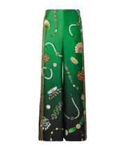 Color pattern casual pants 36(8UK) Green
