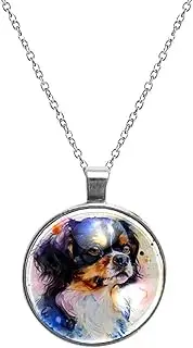 [Diusye] Necklaces for Women, Cavalier King Charles Spaniel Dog Print Stainless Steel Pendant Necklace Jewelry Birthday Anniversary Wife Girls Friends Gift