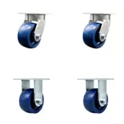 4 Inch Kingpinless Solid Poly Wheel Swivel Caster Set 2 Swivel 2 Rigid SCC