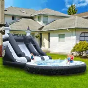 7.3m Giant PVC Inflatable Water Slide Bounce House Splash Pool with Dartsboard