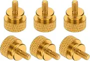 uxcell 6 Pcs 6#32 Knurled Thumb Screw Computer Case Threaded Hand Tighten Screws Aluminum Alloy for PC Case, Gold