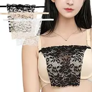 Risipu 3 Pack Lace Modesty Panels for Women Cleavage Cover Up for Low Neckline lace Insert for Low Cut Tops Perfect for Tank Tops, Dresses, Office Ladies
