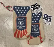 TITO’s VODKA USA American Flag Burlap Drawstring Pouch Gift Bag NEW 25th x2