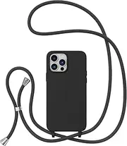 ZTOFERA Crossbody Case for iPhone13 Pro，iPhone13 Pro with Lanyard Strap Protective Case Adjustable Neck Rope Liquid Silicone Soft Cover for iPhone13 Pro 6.1 Inch,Black